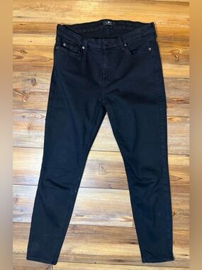 7 For All Mankind The Ankle Skinny Black Jeans Womens 30 Stretch